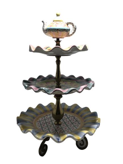MACKENZIE CHILDS 3 TIER CANDY DISH 15" (1 of 9)