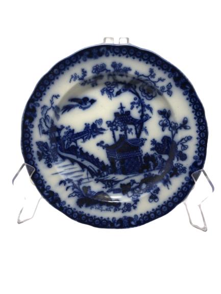 BEAUTIFUL ANTIQUE FLOW BLUE DISH 9.5" VTG (1 of 4)