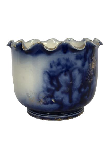 FLOW BLUE CANDY DISH WITH FLUTED EDGE 3.5" X 5" (1 of 4)