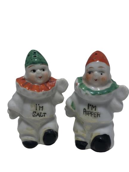 VTG SALT AND PEPPER SHAKERS CLOWN THEME JAPAN (1 of 5)