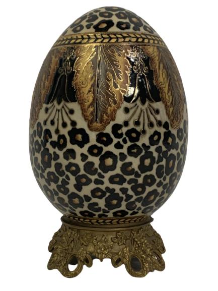 HAND PAINTED DECORATIVE CHINESE EGG AND STAND 8" (1 of 4)