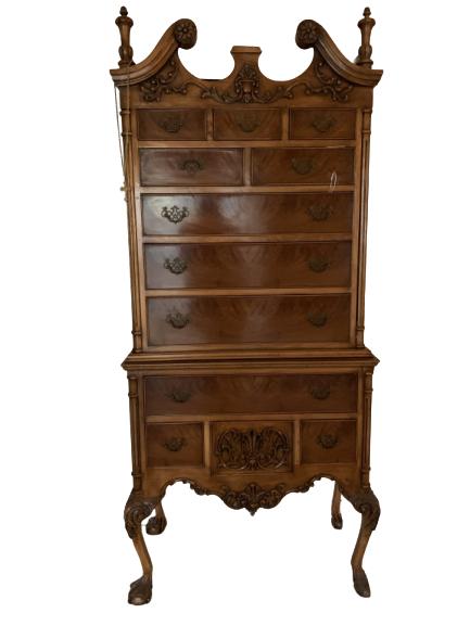 ANTIQUE FRENCH COLONIAL WOOD HIGHBOY CHEST 81" TALL: ANTIQUE FRENCH COLONIAL WOOD HIGHBOY CHEST- 35" WIDE X 81" TALL X 17" DEPTH- Great condition on this piece, see all pix!