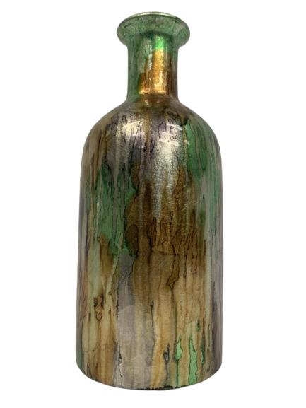 MULTICOLOR IRIDESCENT CHROME LIKE CERAMIC VASE 14" (1 of 4)