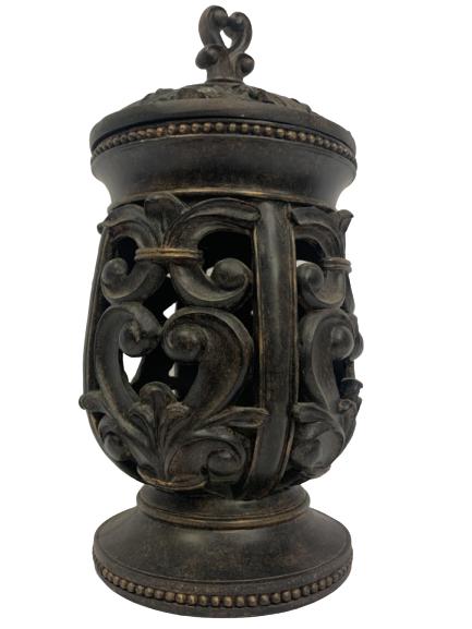 CARVED CANDLE HOLDER LANTERN 14" (1 of 4)