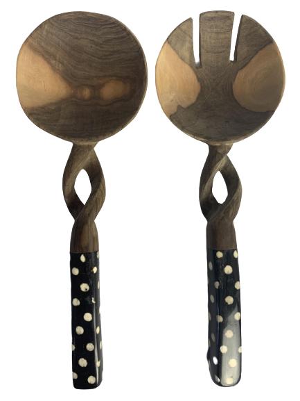 IN THE STYLE OF MACKENZIE CHILDS SALAD SERVING SET: IN THE STYLE OF MACKENZIE CHILDS SALAD SERVING SET -11"