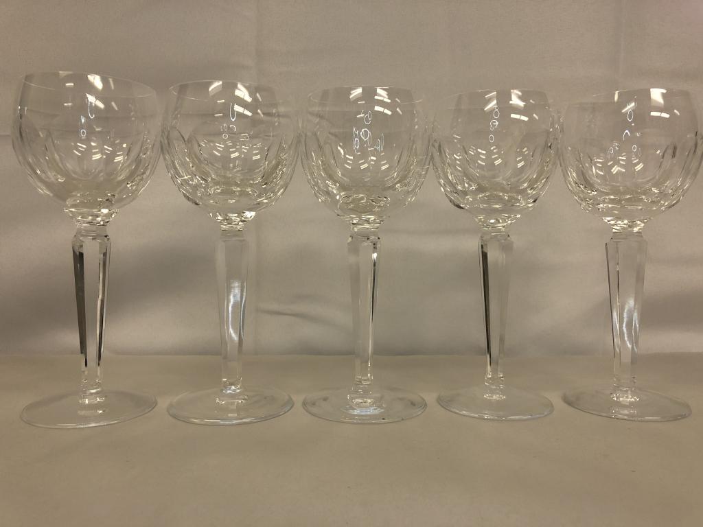 5 WATERFORD CRYSTAL WINE GLASSES KATHLEEN PATTERN: 5 WATERFORD CRYSTAL WINE GLASSES KATHLEEN PATTERN -APPROX 6 OZ.-7.5"-VERY GOOD CONDITION, NO CHIPS OR CRACKS