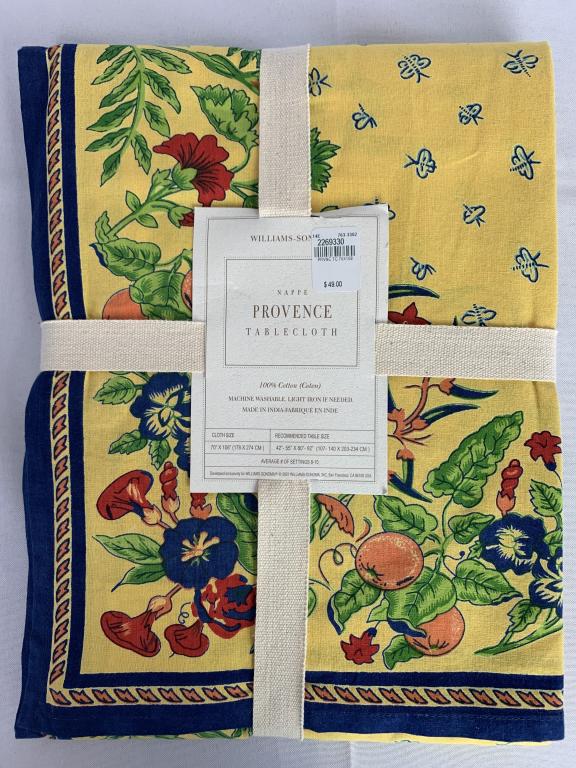 WILLIAM SONOMA PROVENCE TABLE CLOTH 42" X 80": WILLIAM SONOMA PROVENCE TABLE CLOTH 42" X 80" - 100% cotton