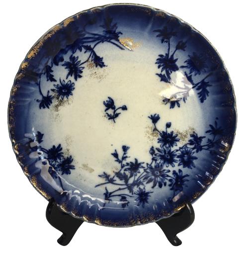 VINTAGE DEVON FLOW BLUE FLORAL PLATE 9.25" (1 of 6)