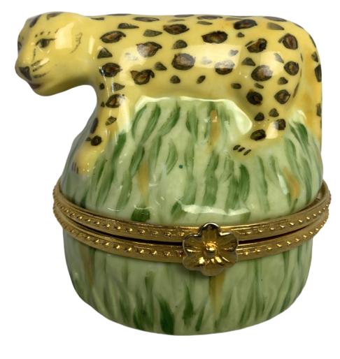MACKENZIE CHILDS STYLE LEOPARD TRINKET BOX 3" (1 of 5)