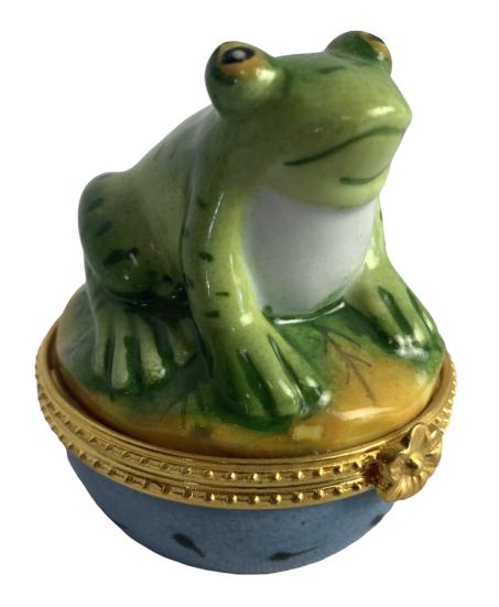 MACKENZIE CHILDS STYLE FROG TRINKET BOX 2.5" (1 of 4)