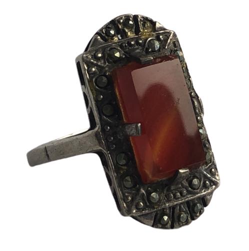 VINTAGE STERLING SILVER RING W/ CITRINE GEMSTONE (1 of 6)