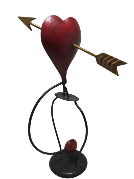 METAL RED PIERCED HEART ON STAND 10" X 8" (1 of 4)