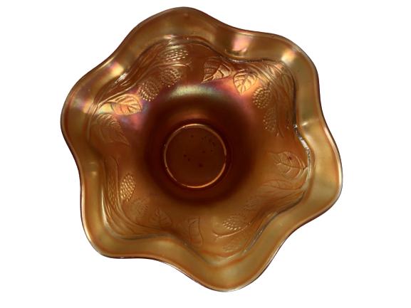 VINTAGE ORANGE TINTED IRIDESCENT CANDY DISH (1 of 5)