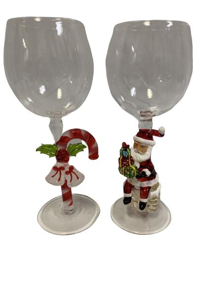 4 ADORABLE CHRISTMAS NOVELTY WINE GLASSES 9": 4 ADORABLE CHRISTMAS NOVELTY WINE GLASSES 9"