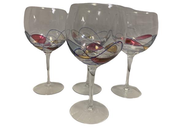 4 DESIGNER WINE GOBLETS/STEMS 8": 4 DESIGNER WINE GOBLETS/STEMS 8"