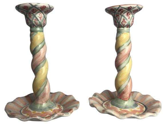 MACKENZIE CHILD "ROSE COTTAGE" CANDLESTICK SET (1 of 6)