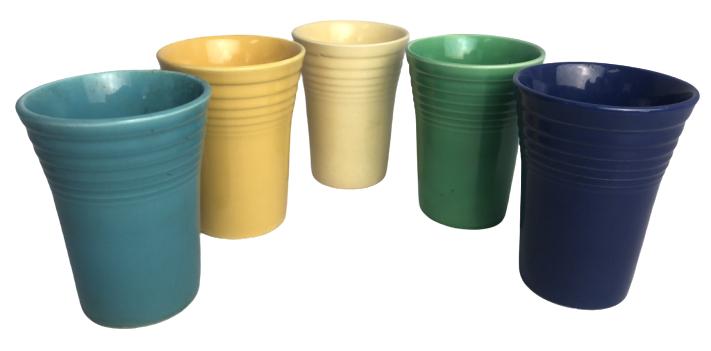 VINTAGE FIESTAWARE MULTICOLOR GLASSES SET OF 5: VINTAGE FIESTAWARE MULTICOLOR GLASSES SET OF 5 -4.5" tall
