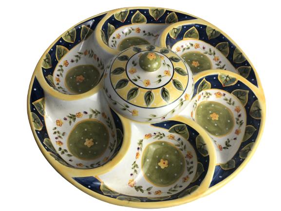 SKANDIA HAND-PAINTED 7 PART SERVING DISH 18" (1 of 7)