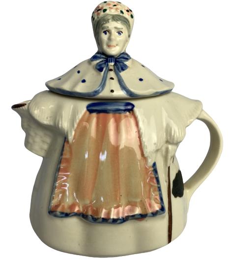 VINTAGE SHAWNEE GRANNY ANN TEAPOT ORANGE APRON: VINTAGE SHAWNEE GRANNY ANN TEAPOT ORANGE APRON -9" tall-Very Good Condition