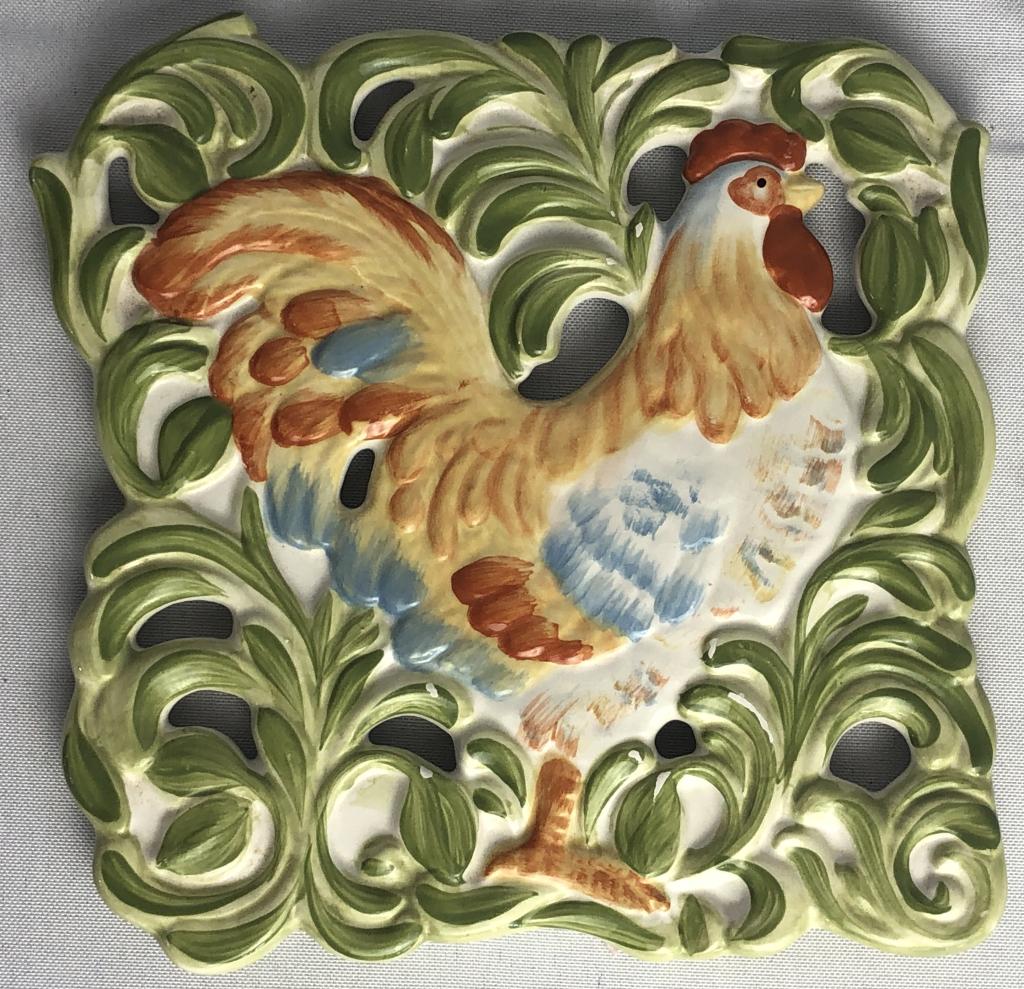 THE CELLAR HANDPAINTED CERAMIC POT HOLDER 7" (1 of 4)