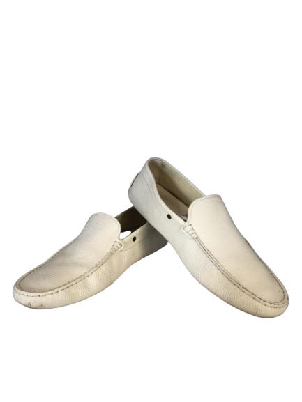 TOD'S WHITE PEBBLE LEATHER LOAFERS SHOES MENS 9 (1 of 5)