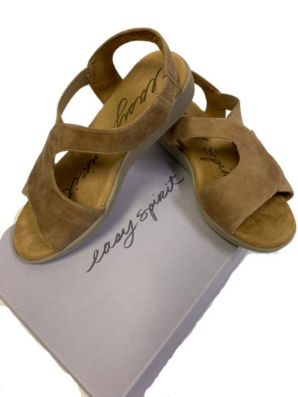 LADIES EASY SPIRIT TAN SUEDE SANDALS SIZE 5: LADIES EASY SPIRIT TAN SUEDE SANDALS - size 5- very good condition