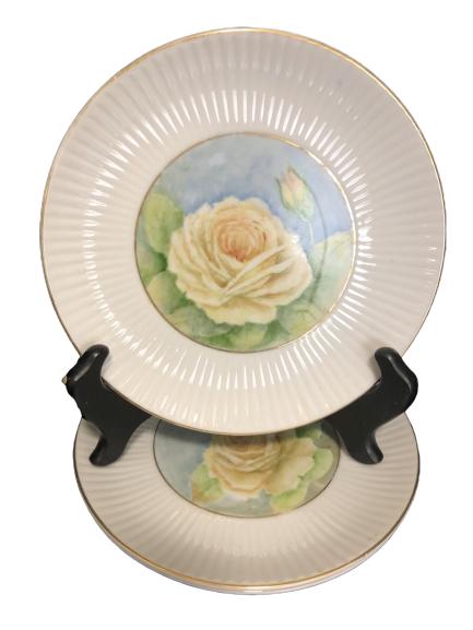LIMOGES 8" ROUND FLORAL DESERT PLATES (1 of 3)