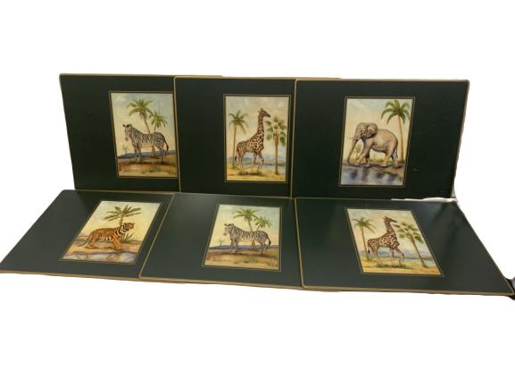 6 LADY CLAIRE JUNGLE PLACEMATS: 6 LADY CLAIRE JUNGLE PLACEMATS 15 1/2 X 9 1/2-SEE PICTURES FOR CONDITION