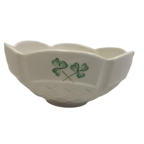 BELEEK IRELAND BROWN MARK SHAMROCK TRELLIS BOWL 6" (1 of 4)