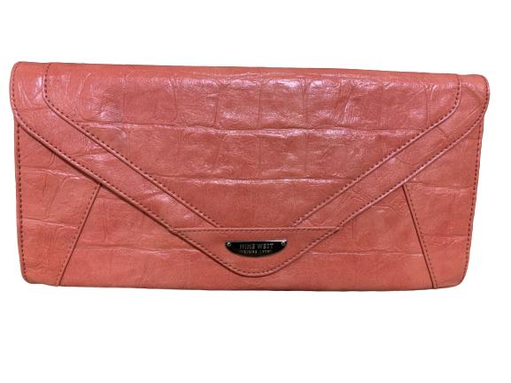 NINE WEST CORAL LEATHER CLUTCH: NINE WEST CORAL LEATHER CLUTCH