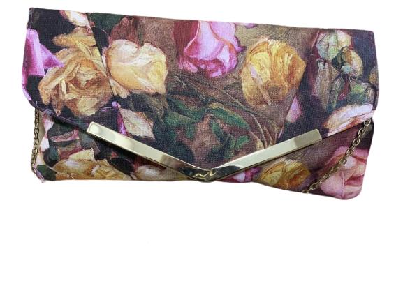 JESSICA MCCLINTOCK FLORAL CLUTCH/SHOULDER BAG: JESSICA MCCLINTOCK FLORAL CLUTCH/SHOULDER BAG