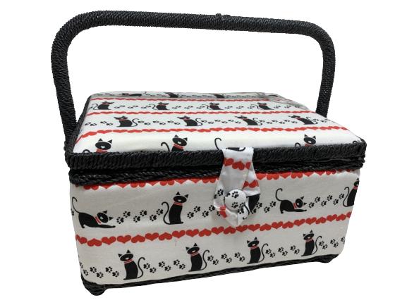 PRETTY SEWING BOX WITH CAT MOTIF 10" X 6": PRETTY SEWING BOX WITH CAT MOTIF 10" X 6" - new with tag- very good condition