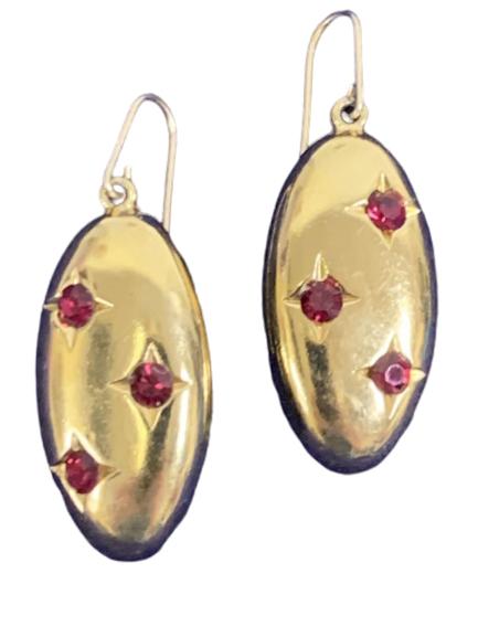 VINTAGE YVES SAINT LAURENT GOLD OVAL DROP EARRINGS (1 of 3)