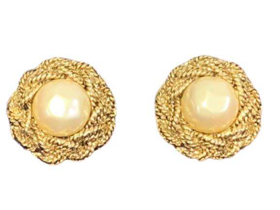 VINTAGE CHANEL STYLE ROPE AND PEARL EARRINGS (1 of 3)