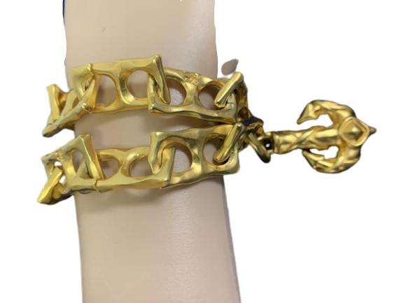 VINTAGE KARL LAGERFELD GOLD ANCHOR BRACELET: VINTAGE KARL LAGERFELD GOLD ANCHOR BRACELET -10.5"-ANCHOR IS 2"