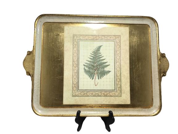 VINTAGE BEAUTIFUL DECORATIVE VIETRI GOLD TRAY 15" (1 of 4)