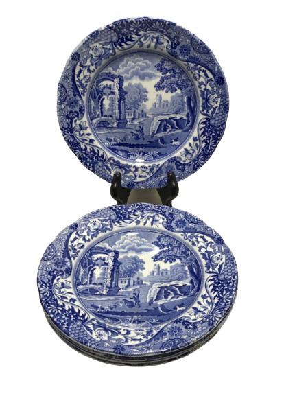 VINTAGE LOT OF 5 SPODE BLUE/WHITE PLATES 0.5" X 6 (1 of 4)