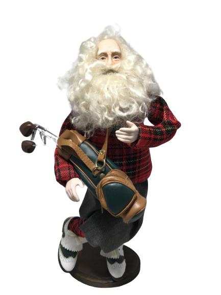 VINTAGE GOLF SANTA FIGURINE 16" X 8": VINTAGE GOLF SANTA FIGURINE - 16" X 8" - good vintage condition