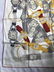 CARTIER RED, WHITE & YELLOW SILK SCARF - 6