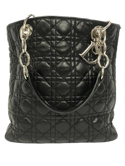 DIOR BLACK LEATHER LADY SOFT TOTE SHOULDER BAG (1 of 6)