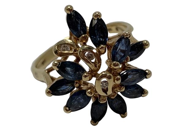 14K YLW GOLD SAPPHIRE W/ DIAMOND ACCENTS RING 6.5 (1 of 10)