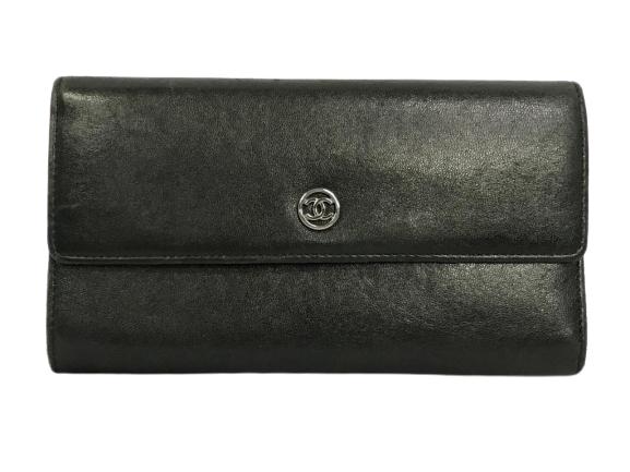 CHANEL LONG FLAP SMOOTH BLACK CALF LEATHER WALLET (1 of 4)