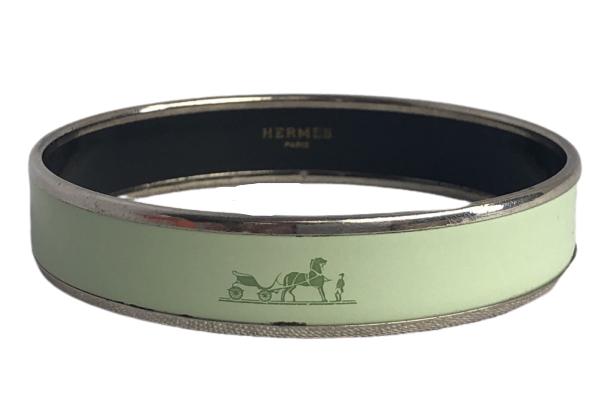 HERMES ENAMEL & STAINLESS STEEL LOGO BANGLE (1 of 8)