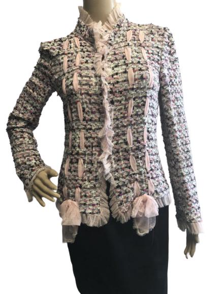 VTG EMANUEL UNGARO PINK BOUCLE JACKET SIZE 38 (1 of 3)