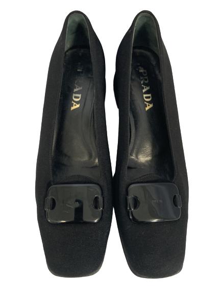 PRADA BLACK CANVAS PUMPS SZ 39 1/2 (1 of 2)