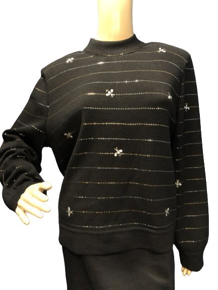 VINTAGE ST JOHN BLACK EVENING SWEATER SIZE LARGE (1 of 4)