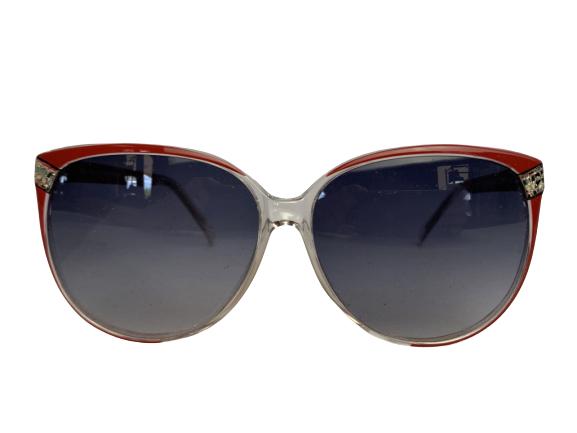 YVES SAINT LAURENT RED & CLEAR WOMENS SUNGLASSES: YVES SAINT LAURENT RED & CLEAR WOMENS SUNGLASSES -Clear & Red Plastic Frames-Very Good Condition