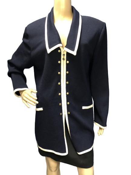 VINTAGE ST JOHN NAVY KNIT JACKET SIZE 14 (1 of 4)
