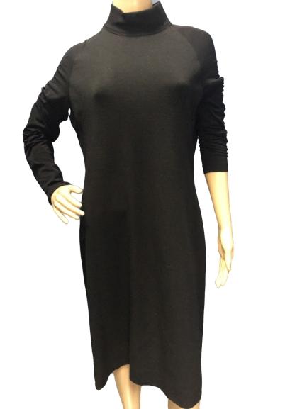 VINTAGE DONNA KARAN BLACK WOOL JERSEY DRESS SZ 14 (1 of 3)