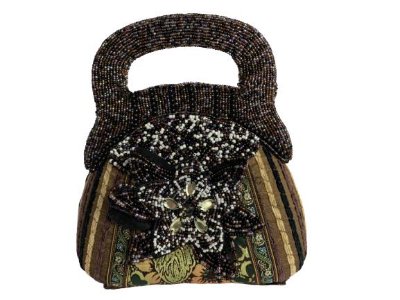 VINTAGE HARD-SHELL BEADED FLORAL HANDBAG (1 of 7)